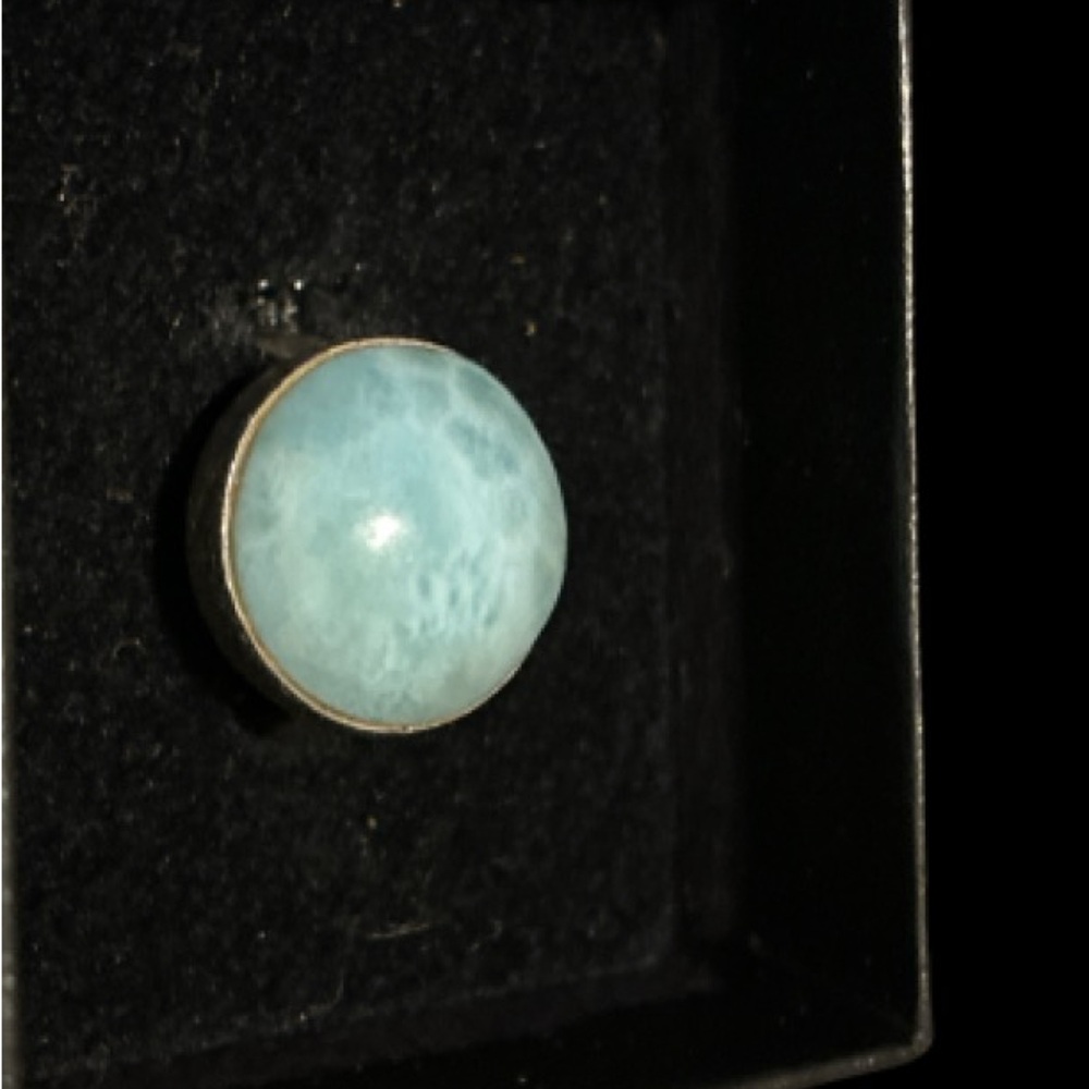 Natural Larimar Stone Silver Ring Setting Size 6